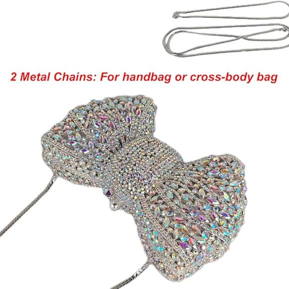 NEW Sparkling Bling Crystal Rhinestone Bow Clutch Purse: Pink Gold Silve… - Picture 13 of 17